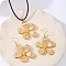 Flower Alloy Dangle Earrings & Wax Cord Pendant Necklaces Sets for Women, Golden, 460mm