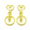 Iron Heart Split Key Rings, Keychain Clasp Findings, Lead Free & Nickel Free, Yellow, 68x30x6mm