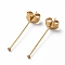 Ion Plating(IP) 304 Stainless Steel Flat Head Pins, with Ear Nuts, Real 18K Gold Plated, 24x0.6mm, Head: 1.4mm