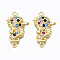 Brass Micro Pave Cubic Zirconia Links Connectors, Nickel Free, Real 16K Gold Plated, Sea Horse, Colorful, 23.5x13x3mm, Hole: 1.4mm