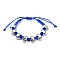 Halloween Theme Adjustable Nylon Cord Braided Beads Bracelets, Alloy Skull Charm Bracelets for Men Women, Dodger Blue, Inner Diameter: 2~3-1/8 inch(5~7.8cm)