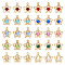 50Pcs 10 Colors Rhinestone Pendants, with Light Gold Iron Findings, Star Charms, Mixed Color, 16x14x10~11mm, Hole: 1~1.2mm, 5Pcs/color