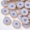 Druzy Resin Pendants, with Edge Light Gold Plated Iron Loops, Flat Round with Eye, Gainsboro, 20~23x17~18x5mm, Hole: 1.8mm