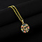 Brass Pave Colorful Cubic Zirconia Initial Ring Pendant Necklaces, 304 Stainless Steel Cable Chain Necklaces, Golden, Letter G, 17.72 inch(45cm)