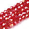 Opaque Solid Color Electroplate Glass Beads Strands, AB Color Plated, Faceted, Bicone, Crimson, 2.9~3.3x2.5mm, Hole: 0.7mm, about 135~140pcs/strand, 38~40cm