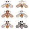 6Pcs 6 Styles Alloy Rhinestone Cabochons, with Plastic Imitation Pearls, Bees, Mixed Color, 31x44x11.5mm, 1pc/style