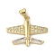 Rack Plating Brass Micro Pave Cubic Zirconia Pendants, Airplane, Long-Lasting Plated, Cadmium Free & Lead Free, Real 18K Gold Plated, 20x24x3mm, Hole: 4x3mm