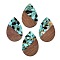 Transparent Resin & Walnut Wood Big Pendants, with Glitter Powder, Teardrop, Medium Turquoise, 51.5x33~33.5x3.5mm, Hole: 2mm