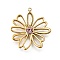 304 Stainless Steel Pendants, with Rhinestone, Flower Charm, Ion Plating(IP), Real 18K Gold Plated, 27x26x3.5mm, Hole: 1.2mm