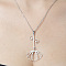 Non-Tarnish 201 Stainless Steel Hollow Leaf Pendant Necklace, Stainless Steel Color, 17.72 inch(45cm)