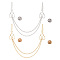 2Pcs 2 Colors Double Scissor Shape Hanging Chain Brooch, Alloy Tassel Lapel Pin for Suit Shirt Collar, Platinum & Golden, 200mm, 1pc/color