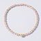 Korean Style Glass Seed & Brass Round Beaded Stretch Bracelets for Women, Camellia, Inner Diameter: 6-1/2 inch(16.5cm)