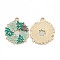 Alloy Enamel Pendants, for Christmas, Light Gold, Garland, Turquoise, 29x26x2mm, Hole: 2mm