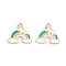 Alloy Enamel Pendants, Rainbow with Unicorn, Light Gold, Colorful, 17x20x1.2mm, Hole: 1.6mm