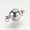 Brass Magnetic Clasps with Loops, Nickel Free, Round, Platinum, 16x10mm, Hole: 2mm