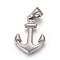 Non-Tarnish 304 Stainless Steel Pendants, with 201 Stainless Clasp, Anchor, Stainless Steel Color, 30.5x21.5x2.5mm, Hole: 5x7.5mm