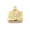 Brass Micro Pave Clear Cubic Zirconia Pendants, Cadmium Free & Nickel Free & Lead Free, Rectangle with Coconut Tree, Real 18K Gold Plated, 15.5x15.5x3.5mm, Hole: 1.2mm