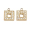 304 Stainless Steel Micro Pave Cubic Zirconia Pendants, Ion Plating(IP), Real 18K Gold Plated Charms, Square, 10x7.5x2mm, Hole: 1.2mm