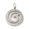 Non-Tarnish 304 Stainless Steel Pendants, with Jump Ring, Flat Round, Stainless Steel Color, Vortex, 27.5x24.5x1.4mm, Hole: 5.5mm