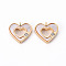 Brass Micro Pave Clear Cubic Zirconia Charms, with Shell, Heart, Nickel Free, Real 18K Gold Plated, 11x11.5x2mm, Hole: 1mm