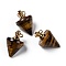 Natural Tiger Eye Pendants, with Golden Plated Brasss Findings, Cone Pendulum, 31x20x20mm, Jump Ring: 10x1.5mm, Inner Diameter: 9mm