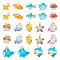 Pandahall 24Pcs 12 Styles Marine Series Transparent Resin Pendants, Sea Animal Charms, with Platinum Tone Iron Loops, Mixed Color, 15~26x16.5~28x6~22.5mm, Hole: 2mm, 2pcs/style