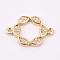 Brass Micro Pave Cubic Zirconia Links, Clear, Long-Lasting Plated, Flower, Golden, 13x19x2mm, Hole: 1mm