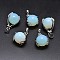 Palm Platinum Plated Brass Opalite Pendants, Cadmium Free & Lead Free, 27x19x16mm, Hole: 4x8mm