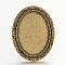 Vintage Adjustable Iron Finger Ring Components Alloy Cabochon Bezel Settings, Lead Free & Cadmium Free & Nickel Free, Antique Golden, 17x5mm, Oval Tray: 25x18mm
