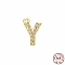 Real 18K Gold Plated 925 Sterling Silver Micro Pave Clear Cubic Zirconia Charms, Initial Letter, Letter Y, 9.5x6x1.5mm, Hole: 0.9mm