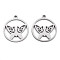 Non-Tarnish 304 Stainless Steel Pendants, Ring with Butterfly, Stainless Steel Color, 19x17x1mm, Hole: 1.6mm