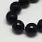 Faceted Round Grade A Black Stone Beads Strands, Dyed, Black Stone, 6mm, Hole: 1mm, about 62pcs/strands, 15.3 inch