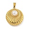 Ion Plating(IP) 304 Stainless Steel Pendants, with ABS Imitation Pearl, Round, Golden, 25x22.5x8mm, Hole:  5x2.5mm