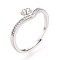 Flower Brass Micro Pave Cubic Zirconia Cup Peg Ring Settings, Adjustable Ring Settings for Half Drilled Beads, Cadmium Free & Nickel Free & Lead Free, Platinum, 7mm, Inner Diameter: 18.2mm, Pin: 0.6~0.8mm