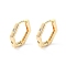 Brass Micro Pave Cubic Zirconia Hoop Earrings, Hexagon, Real 18K Gold Plated, 13.5x2mm