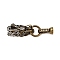 Brass Micro Pave Cubic Zirconia Fold Over Clasps, Cadmium Free & Nickel Free & Lead Free, Dragon, Antique Bronze, 45.5mm