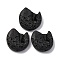 Cinnabar Beads, Carved Lacquerware, Fish, Black, 25.5x29.5x8.5mm, Hole: 2mm
