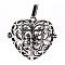 Rack Plating Brass Cage Pendants, Nickel Free, For Chime Ball Pendant Necklaces Making, Hollow Heart, Antique Silver, 30x34x18mm, Hole: 3.5x7mm, inner measure: 22x25mm