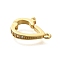 Rack Plating Brass Micro Pave Cubic Zirconia Fold Over Clasps, Long-Lasting Plated, Lead Free & Cadmium Free, Real 18K Gold Plated, 17x11x3mm, Hole: 1.2mm