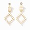Fashionable Brass Pave Clear Cubic Zirconia Rhombus Stud Earrings, Minimalist Style Versatile Ear Jewelry, Golden, 46x19mm