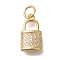 Brass Micro Pave Cubic Zirconia Pendants, Lock Charms, with Jump Ring, Golden, 16x9x4.5mm