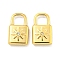 PVD Vacuum Plating 304 Stainless Steel Charms, with Crystal Rhinestone, Padlock with Sun Charms, Real 18K Gold Plated, 13.5x8x3mm, Hole: 4x4mm