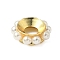 Brass European Beads, with ABS Imitation Pearl, Ion Plating(IP), Long-Lasting Plated, Lead Free & Cadmium Free, Golden, Rondelle, White, 12~13x4mm, Hole: 4.5mm