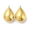 304 Stainless Steel Pendants, Teardrop Charms, Real 14K Gold Plated, 28x18x13mm, Hole: 1.6mm