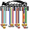Iron Medal Hanger Holder Display Wall Rack, 3-Line, with Screws, Black, Football, 150x400mm, Hole: 5mm