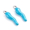 304 Stainless Steel Pendants, Enamelled Sequins, Horn of Plenty/Italian Horn Cornicello Charms, Stainless Steel Color, Deep Sky Blue, 17.5x4.5x3.5mm, Hole: 1mm