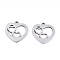 Non-Tarnish 201 Stainless Steel Charms, Laser Cut, Hollow, Heart with Heart, Stainless Steel Color, 14x14x0.9mm, Hole: 1.4mm