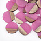 Resin & Walnut Wood Pendants, Flat Round, Hot Pink, 28.5x3.5~4mm, Hole: 1.5mm