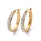 304 Stainless Steel Hoop Earrings, with Polymer Clay and Rhinestone, Ring, Golden, Crystal, 26x25x3.5mm