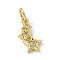 Brass Micro Pave Cubic Zirconia Charms, Cadmium Free & Lead Free, with Jump Rings, 3-Star Charms, Real 18K Gold Plated, 13x7x1.5mm, Hole: 3.4mm